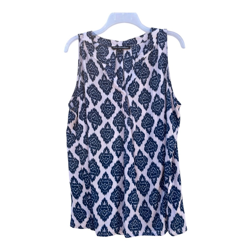 Ava Christine Ikat Print Sleeveless Blouse Size XL